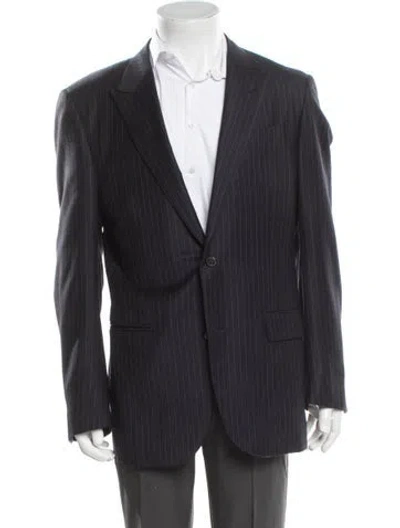 Pre-owned Zegna Wool Striped Blazer In Blue