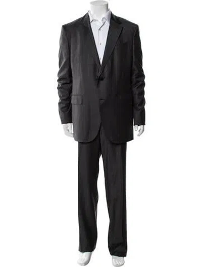 Pre-owned Zegna Wool Striped Two-piece Suit In Gray