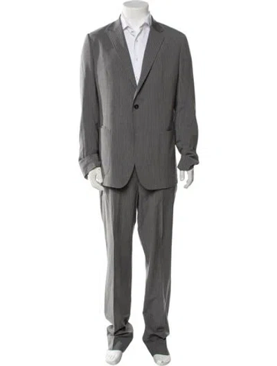 Pre-owned Zegna Wool Striped Two-piece Suit In White