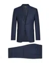 Zegna Wool Single-breasted Suit In Dark Blue/brown