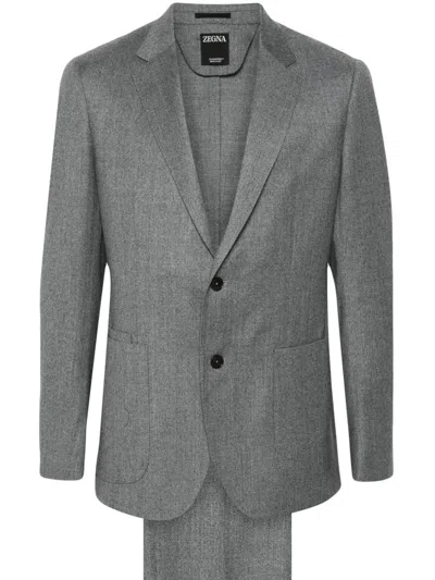 Zegna Wool Suit In Brown