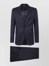 Zegna Wool Suit With Notch Lapel And Pockets In Blue
