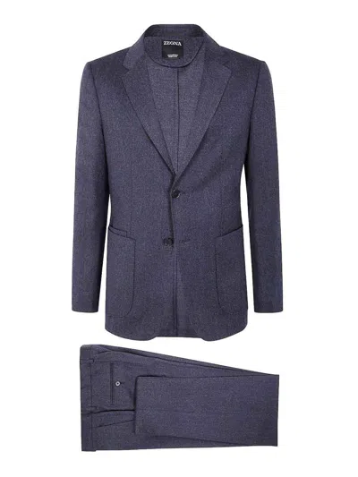 ZEGNA WOOL SUIT WITH TWO BUTTON CLOSURE