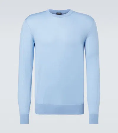 Zegna Wool Sweater In Blue