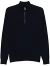 Zegna Men's High-performance Wool Half-zip Sweater In Blue