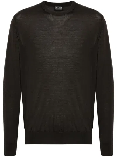 Zegna Wool Sweater In Brown
