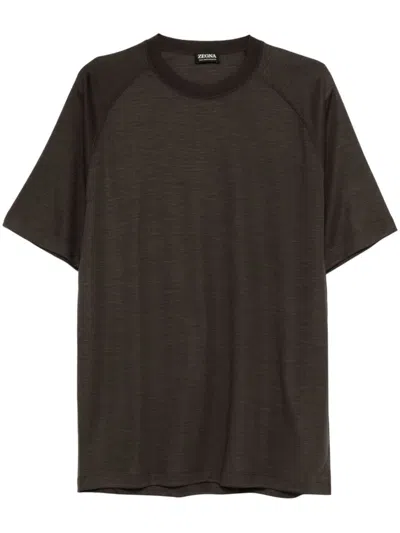 Zegna Wool T-shirt In Brown