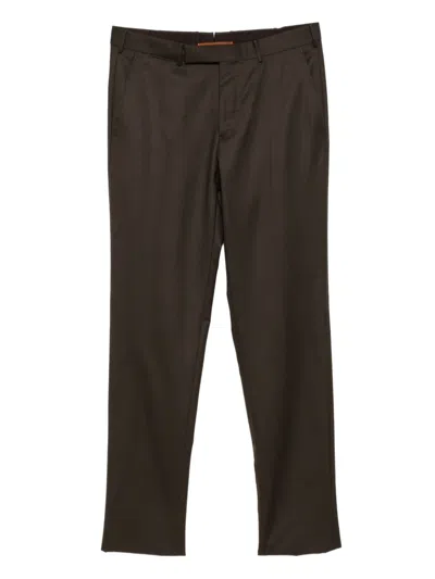 Zegna Wool Trousers In Brown