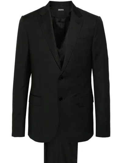 Zegna Wool Two-piece Suit In Black