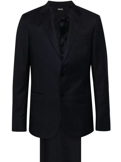 Zegna Wool Two-piece Suit In Blue