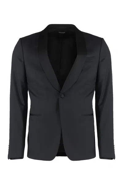 Zegna Wool Two-pieces Suit In Black