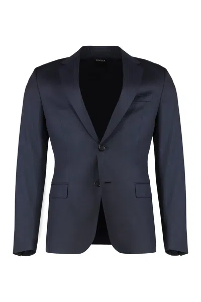 Zegna Wool Two-pieces Suit In Blue