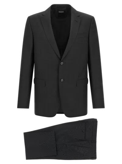 Zegna Wool Two-piece Suit In Black