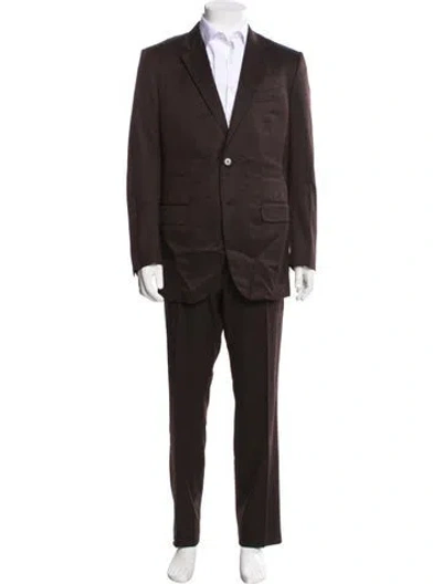 Pre-owned Zegna Wool Two-piece Suit In Brown