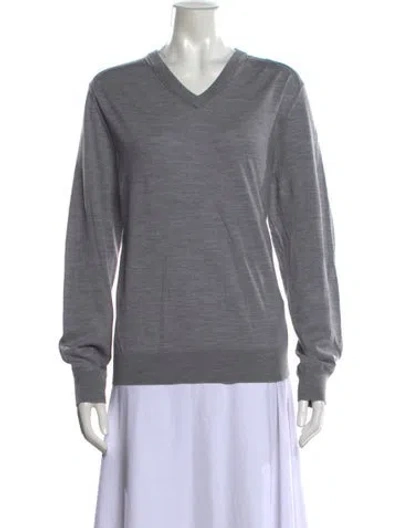 Pre-owned Zegna Wool V-neck Sweater In Grey