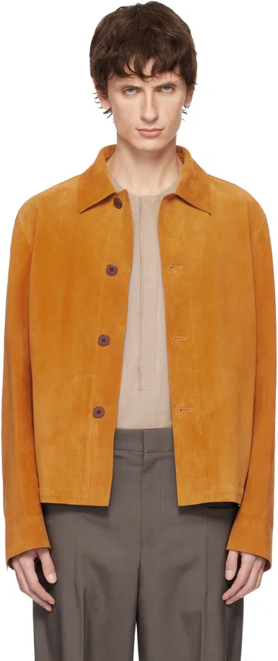 Zegna Yellow Calfskin Suede Jacket