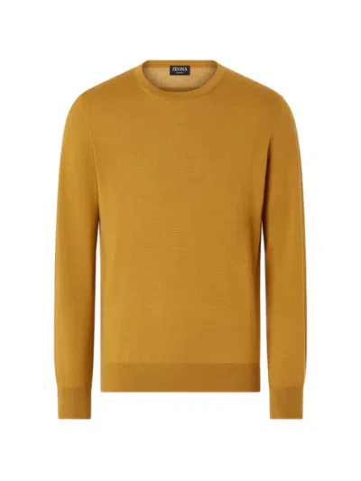 Zegna Cashseta Cashmere Blend Crewneck Sweater In Yellow