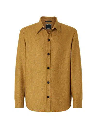 Zegna Oasi Cashmere Overshirt In Brown