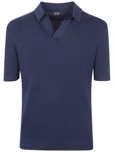 Zegna "z Lux Leisurewear" Polo Shirt In Blue