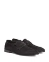Zegna Suede Penny Loafer In Black