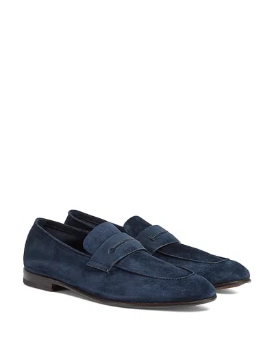 Zegna Z Lux Slip On Loafers In Dark Blue