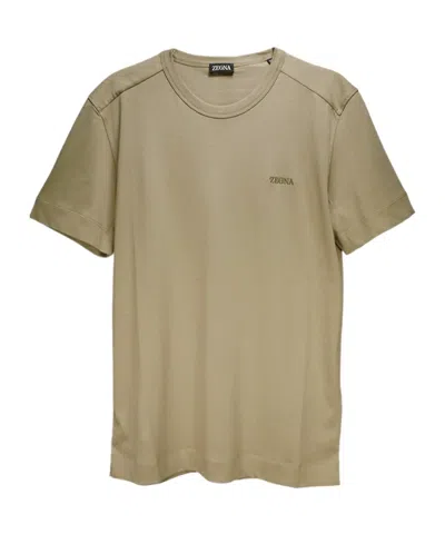 Zegna Z  Logo Embroidered Crewneck T-shirt In Nude