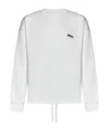 Zegna Z  Logo Embroidered Drawstring Hem Crewneck Sweatshirt In White