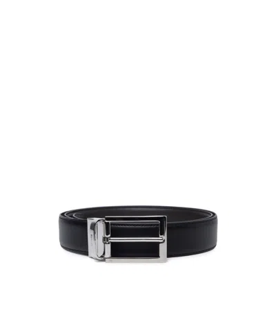 Zegna Z  Logo Engraved Buckled Reversibile Belt In Black