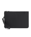 Zegna Z  Logo Lettering Woven Zipped Pouch In Black