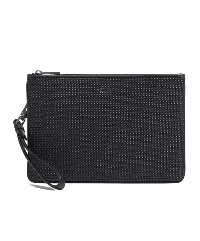Zegna Z  Logo Lettering Woven Zipped Pouch In Black