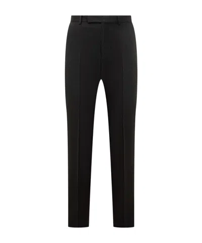 Zegna Flat-front Wool Trousers In Black