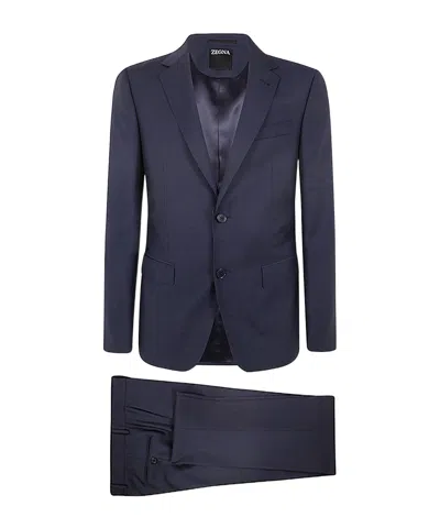 Zegna Z  Single-breasted Pressed Crease Tailored Suit In Black