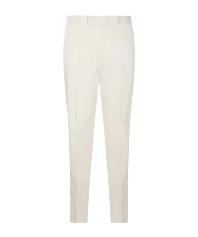 Zegna Z  Straight Leg Pleated Chino Pants In White