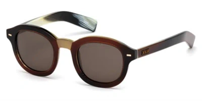 Zegna Zc0011 47e Men's Sunglasses Brown Size 47