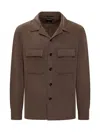 Zegna Overshirt In Brown Wool In Brown