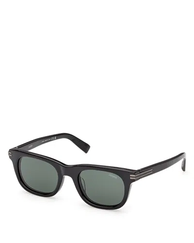 Zegna Geometric Frame Sunglasses In Green