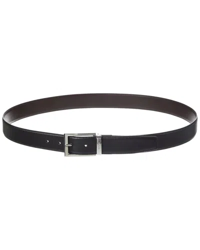 Zegna Zenga Logo Leather Belt In Black