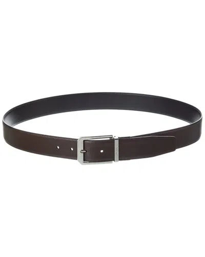 Zegna Zenga Logo Reversible Leather Belt In Brown