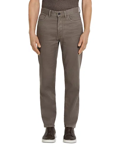 Zegna Zenga Stretch Cotton And Linen Roccia Jeans In Gray