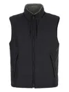 Zegna Reversible High Collar Sleeveless Jacket With Side Pockets In Black