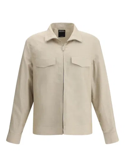 Zegna Zip-fastening Shirt Jacket In Neutral
