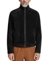 Zegna Zip Front Suede Blouson Jacket In Black