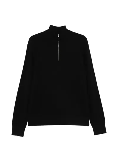 Zegna Zip Neck Sweater In Black