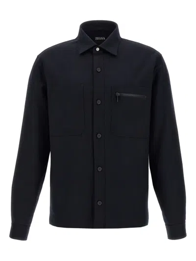 ZEGNA ZIP-POCKET WOOL SHIRT
