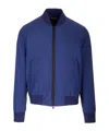 Zegna Zip-up Bomber Jacket In Blue