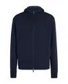 Zegna Navy Blue High Performance Wool And Cotton Hoodie In Blue