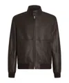 Zegna Zip-up Leather Bomber Jacket In Black