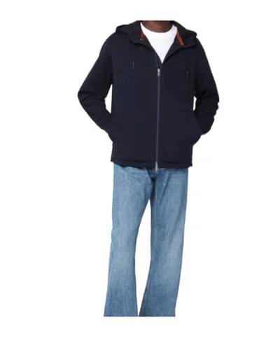 Zegna Zip-up Sweatshirt In Wool Blend In Blue