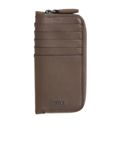 Zegna Zip-around Wallet In Brown
