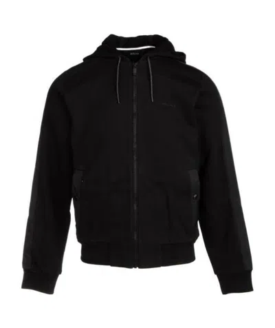Zegna Zipper Hooded Casual Jacket In Black